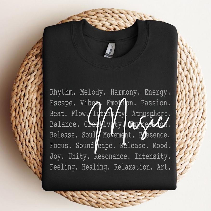 Music Shirt, Music Lover Typography Tee, Aesthetic Music Text Shirt, Melody Rhythm Sound Design, Songs lover, Listner, Motivator, Motivation