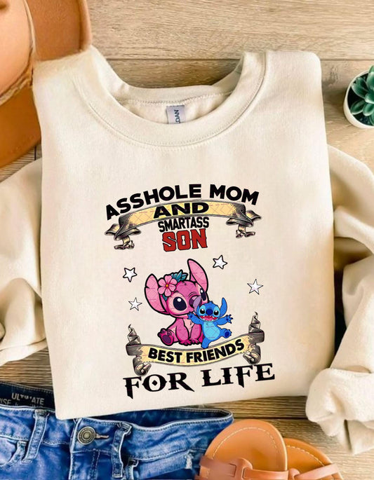 Bestfriend for life Png file, Asshole Mom And Smartass Son Stitch PNG File, School kids design, Stitch Png, Stickers wall art, Cartoon
