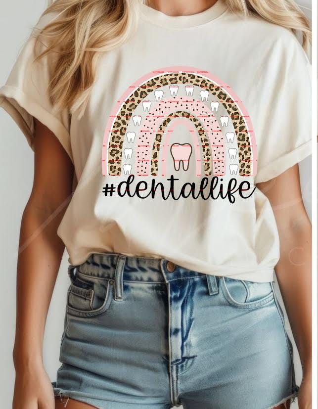 Dental Life Rainbow PNG, Leopard Print Tooth Sublimation Design, Dentist Hygienist Shirt PNG, Cute Tooth Rainbow Clipart for Dental Gifts
