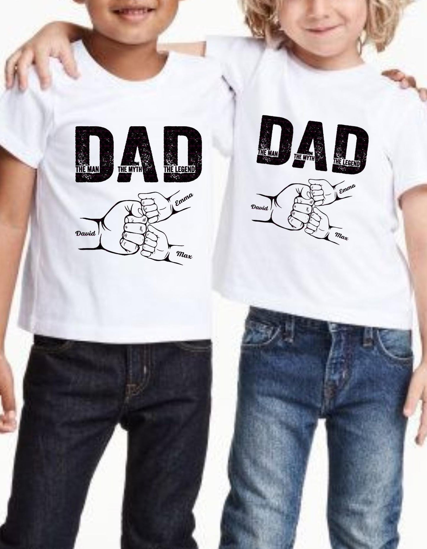 Dad The Man The Myth The Legend Png, Father's Day Fist Bump PNG, Personalized Kids Name Dad Shirt Design, Digital Download for Sublimation