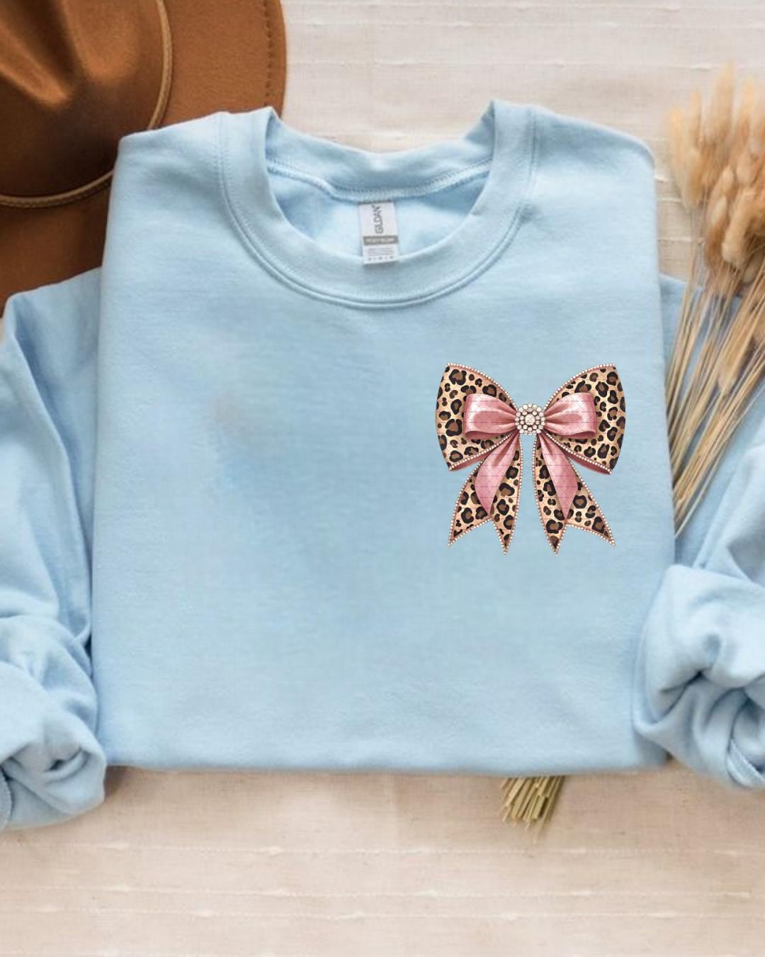 Leopard Print Bow Png, Pink Glitter Bow Graphic, Glam Cute Animal Print Shirt for Women, Trendy Png, Bling Bow Shirt Gift, Bow png, Girl bow