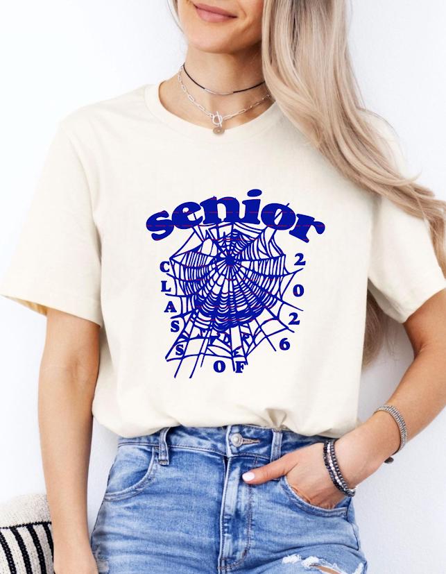 Senior Class of 2026 Shirt design, Retro Spider Web Senior Tee, Graduation Gift for Senior 2026 Png file, Trendy Class of 2026 Graphic Shirt
