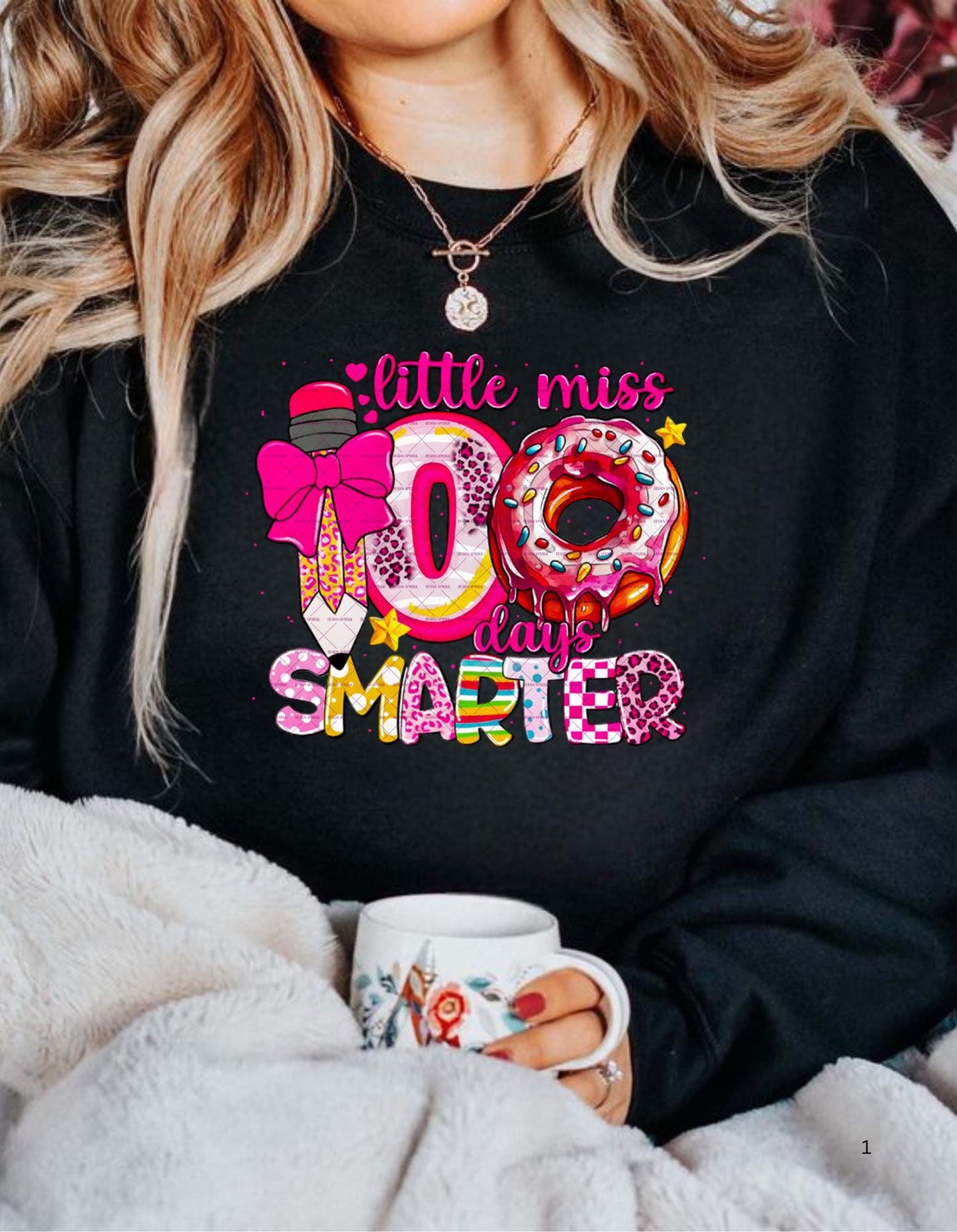 School Teacher Png,100 Days of School Png, Little miss  100 days smarter Png, School Png, Donut Pencil png, Easter Gift for her, Kids png