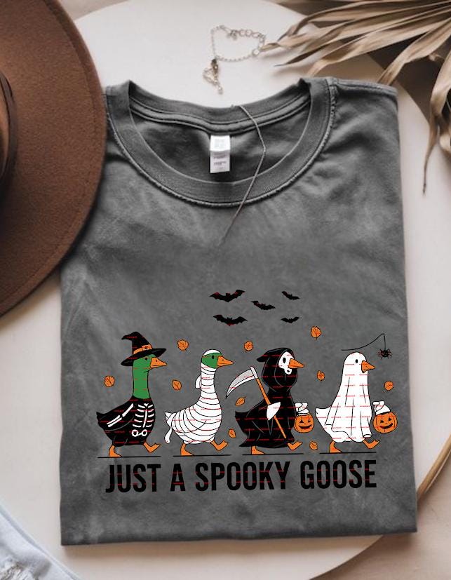 Funny Halloween Goose Shirt Png, Just a Spooky Goose T-Shirt design ideas, Cute Goose Halloween Costume, Fall Spooky Graphic Shirt, Png file