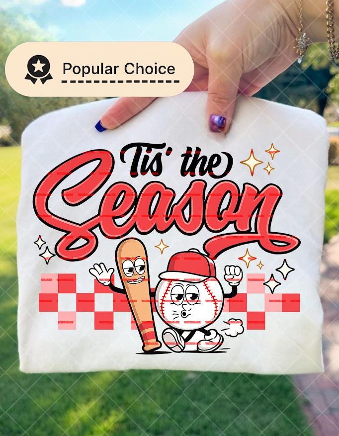 Tis The Season Baseball PNG, Funny Baseball Christmas Design, Retro Sports Clipart, Cricut Cut File, Trendy Aesthetic Gift, Game Season