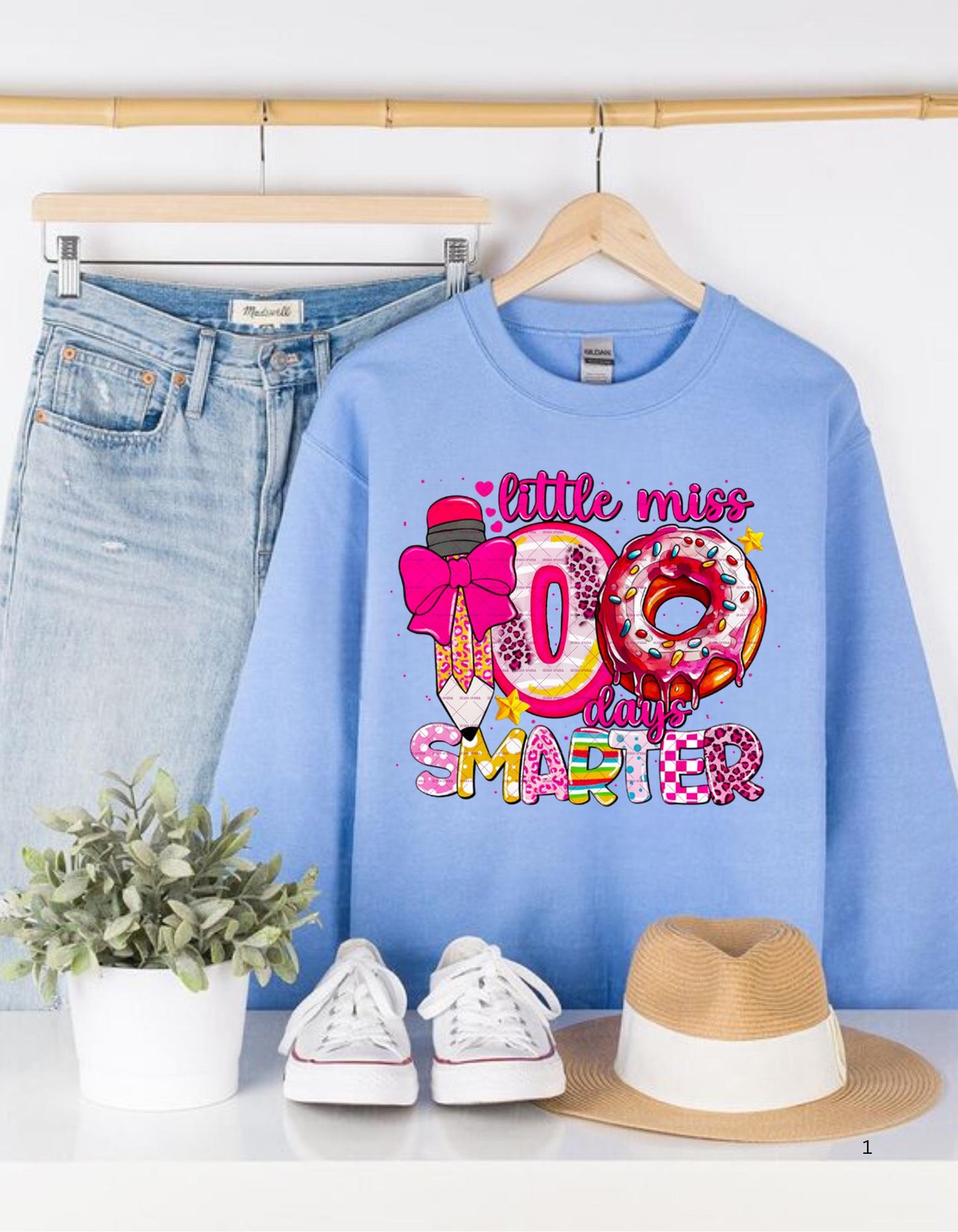 School Teacher Png,100 Days of School Png, Little miss  100 days smarter Png, School Png, Donut Pencil png, Easter Gift for her, Kids png