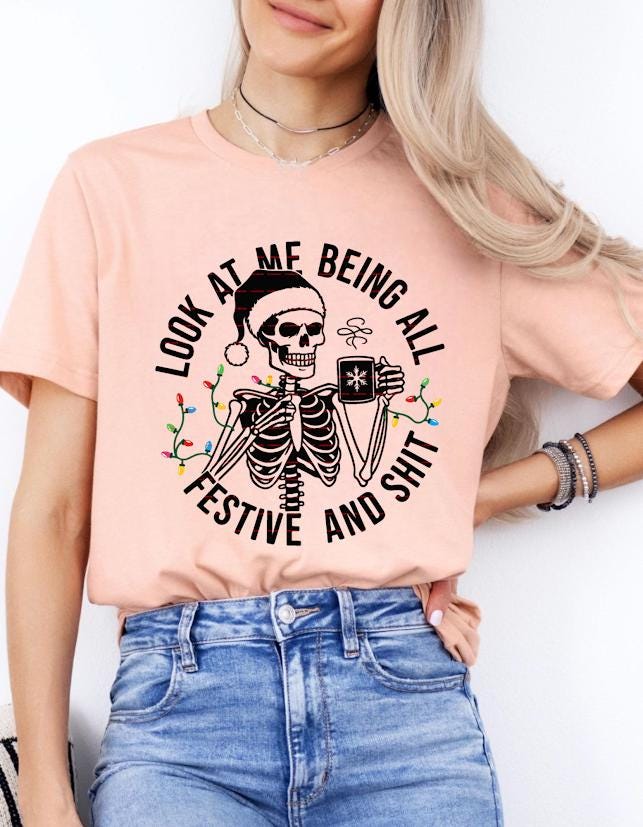 Funny Christmas Skeleton SVG, Festive Skeleton Shirt, Santa Skull Sublimation, Holiday Humor PNG, Xmas Lights Clipart, Instant Download Svg