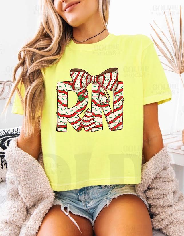 RN Christmas Shirt PNG, Nurse Xmas Bow Design, Cute Holiday RN Clipart, Medical Christmas Gift, Festive Nurse Sublimation, Gift for nurse