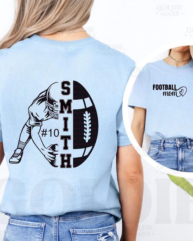 Personalized Player Name Number Football Design, Sports Mom Sublimation, Game Day Team Spirit, Custom nameCustom Football Mom Shirt PNG,