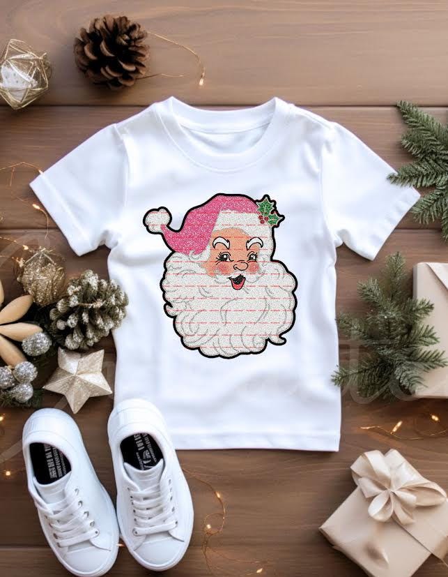 Retro Pink Santa Head Shirt, Glitter Christmas Santa Claus Tee, Cute Vintage Holiday Graphic, Xmas Party Outfit, Festive Women T-Shirt ideas