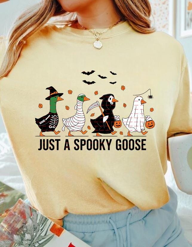 Funny Halloween Goose Shirt Png, Just a Spooky Goose T-Shirt design ideas, Cute Goose Halloween Costume, Fall Spooky Graphic Shirt, Png file