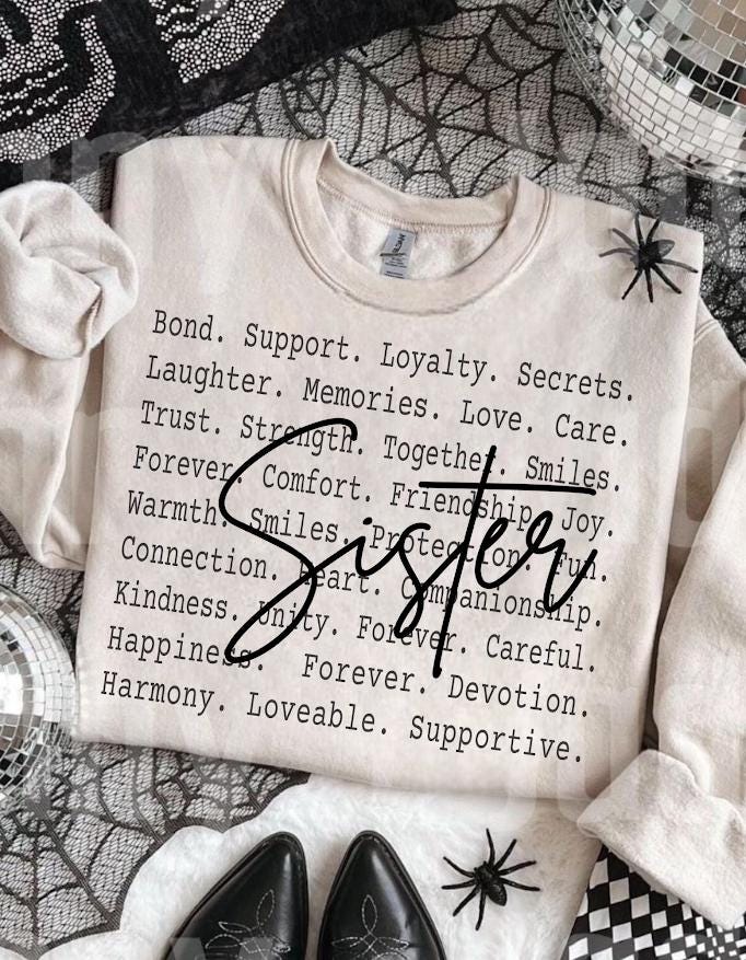 Sister Typography PNG, Sister Love Quote Design, Family Bond Text Art, Sister Gift Idea, Sister Sublimation PNG, Siblings matching tee