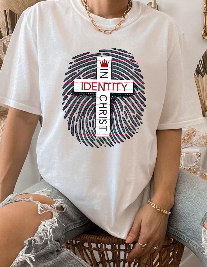 Identity In Christ Shirt design Png file, Christian Faith T-Shirt, Fingerprint Cross Design, Religious Jesus Shirt, Bible Verse Inspired Tee