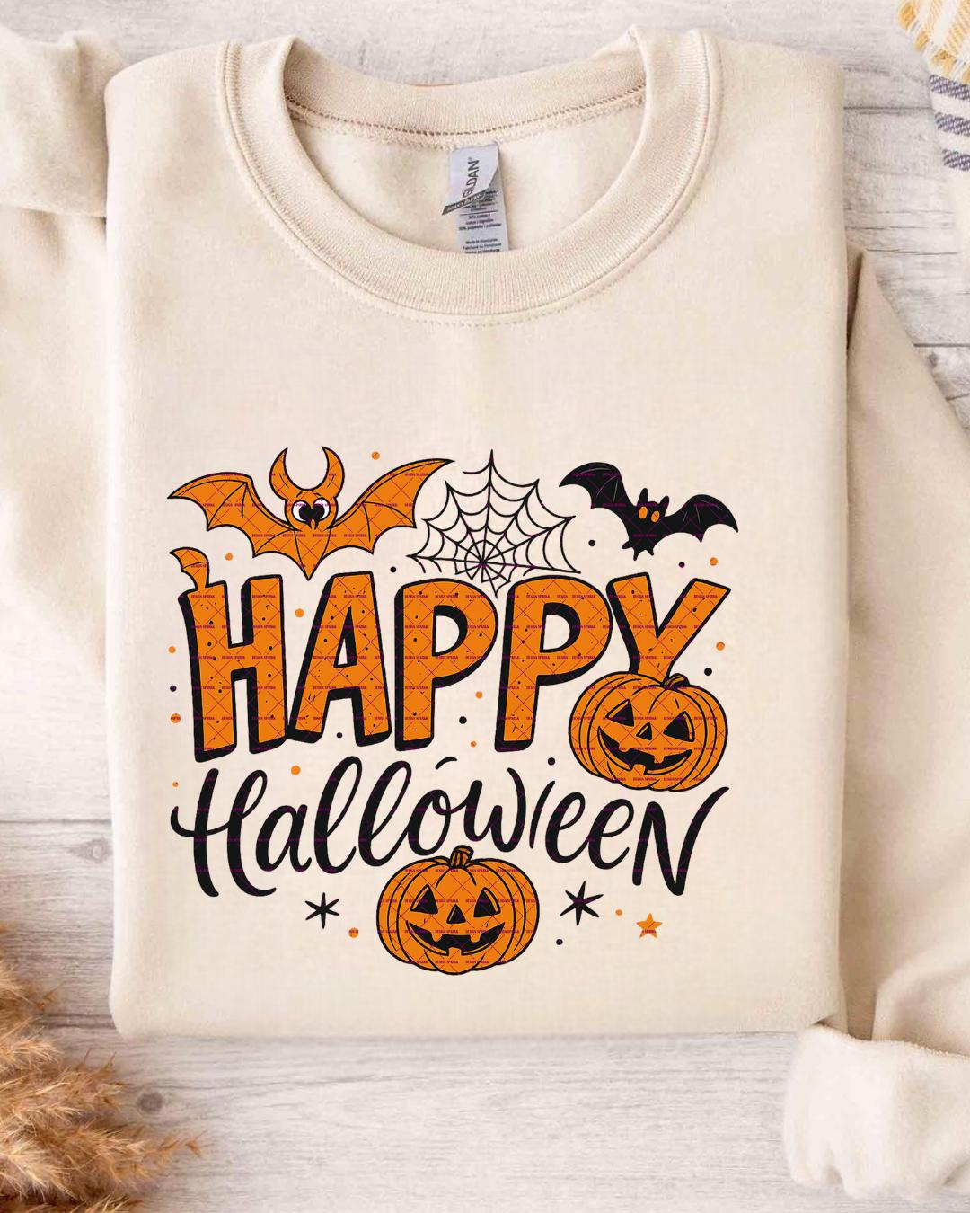 Happy Halloween PNG, Cute Pumpkin Bat Halloween Sublimation Design, Fall Shirt Png, Funny Halloween Shirt PNG, 2025 Halloween sweatshirt Png