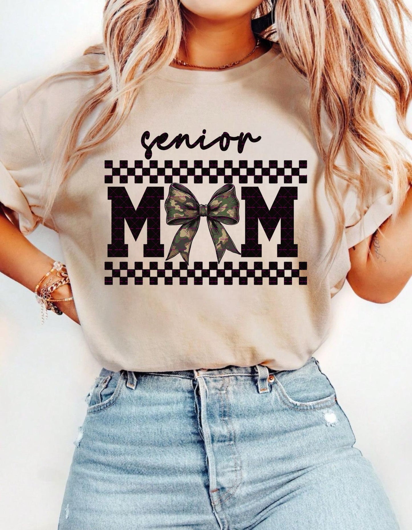 Senior 2025 Mom PNG, Graduation Bow Mom Shirt Design, Proud Senior Mama, Military Mom Sublimation, Mother's Day gift, Bow Png, Cheeta print
