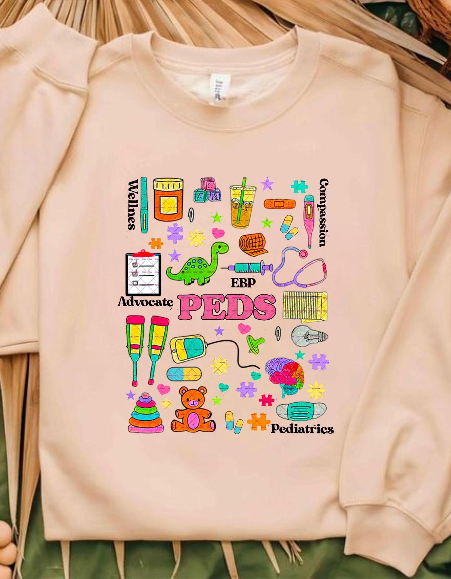 Colorful Medical Design with Toys and Healthcare Icons,PEDS Pediatric Nurse Png file, Nurses and Doctors png, Digital files, Nurse png