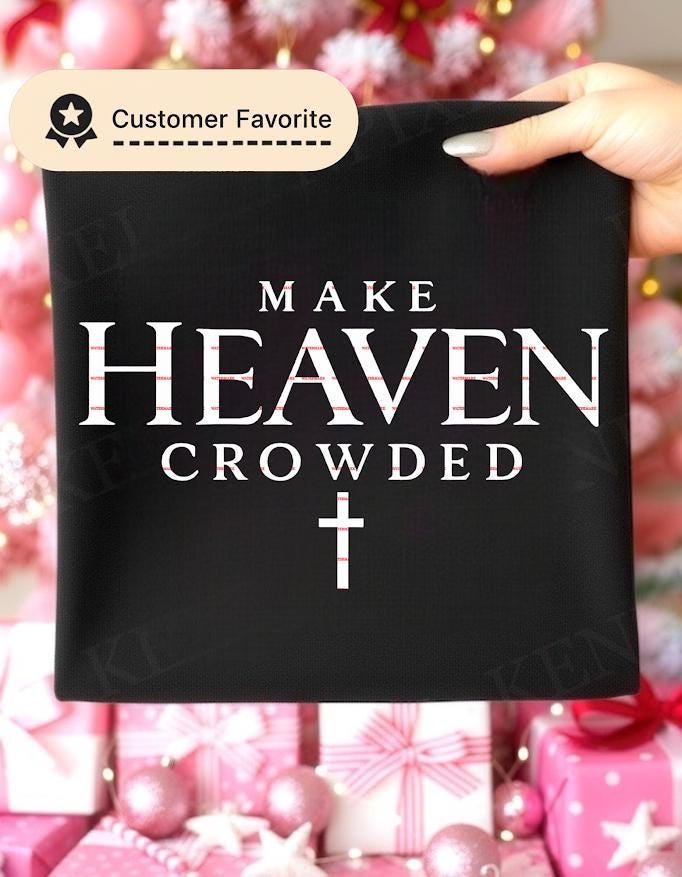 Make Heaven Crowded Shirt, Western Cow Print Christian Tee, Faith Jesus Graphic Tee, Religious Inspirational Shirt, Country Church Outfit