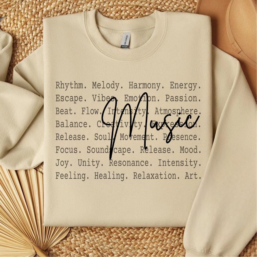 Music Shirt, Music Lover Typography Tee, Aesthetic Music Text Shirt, Melody Rhythm Sound Design, Songs lover, Listner, Motivator, Motivation