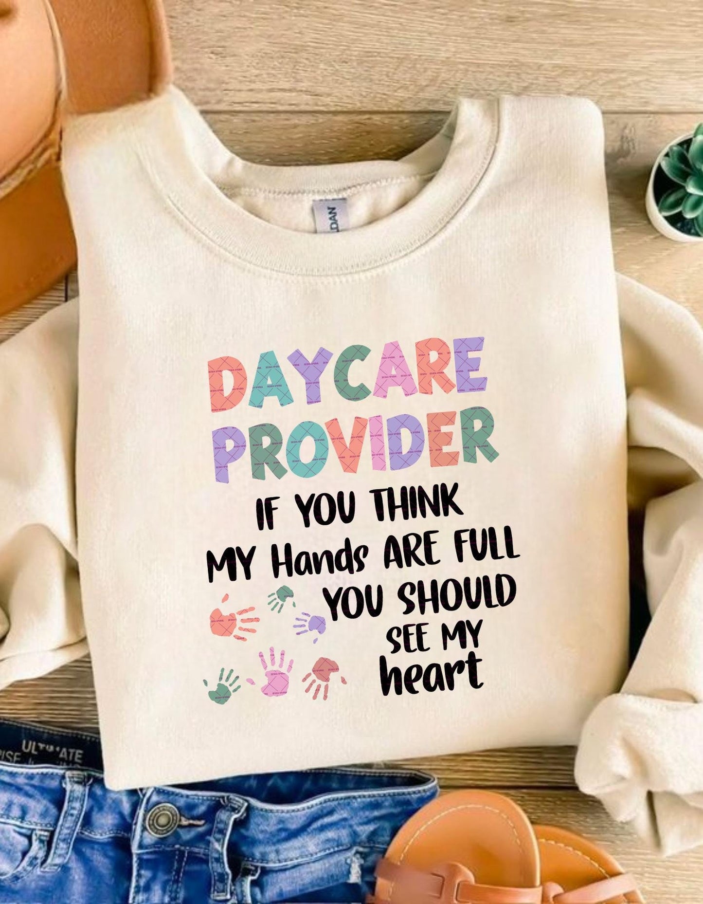Daycare Provider SVG PNG, Cute Handprint Daycare Worker, Childcare Staff Sublimation File, Teacher life Png, Preschool Teacher Shirt Design
