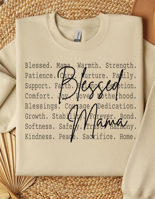Blessed Mama Definition Shirt design, Loving Mama Text Design idea, Family Grandma Sweatshirt, Cozy Heartfelt Mama Gift Apparel Gif for mama