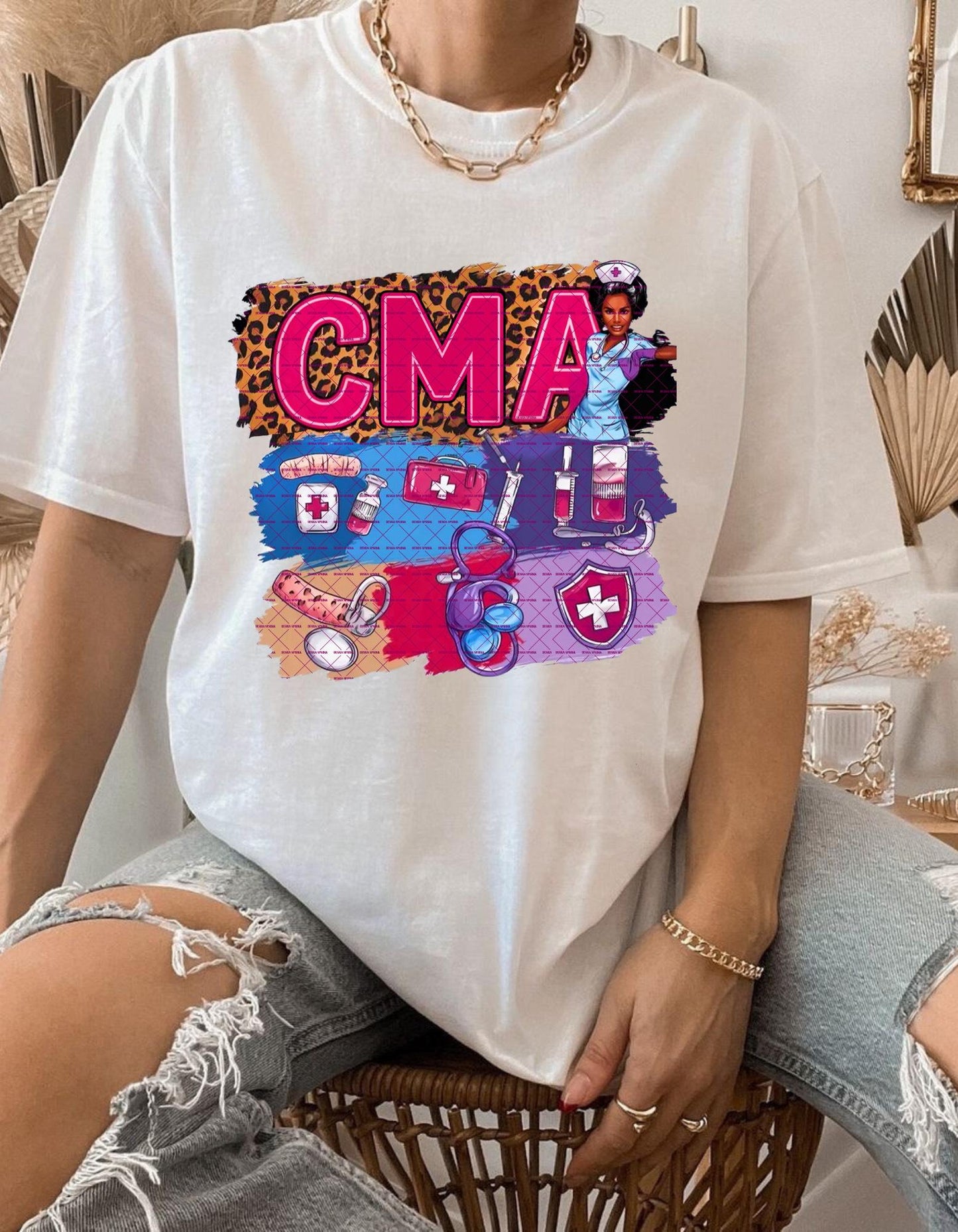 CMA PNG Sublimation Design, Leopard Print Medical Graphic, Healthcare Worker, Nurse Life Digital File, Cna, Certified Medical Assistant PNG