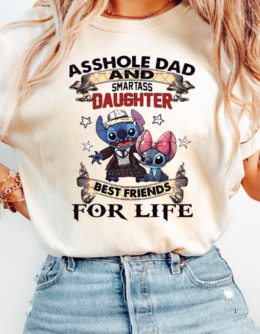 Daughter gift pngBestfriend for life Png file, Asshole Dad And Smartass Daughter Stitch PNG File, School kids design, Stitch Png, Dad gift