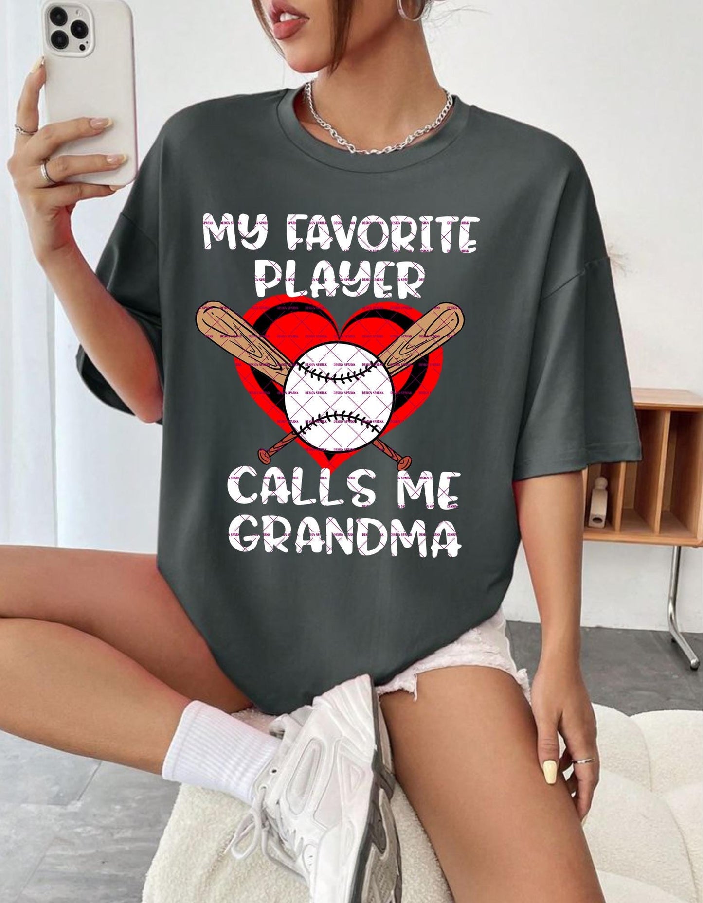 My Favorite Player Calls Me Grandma Baseball,Baseball Heart, Baseball Grandma Cute Game Day Sublimation Design Mothers Day Png Heart Mothers