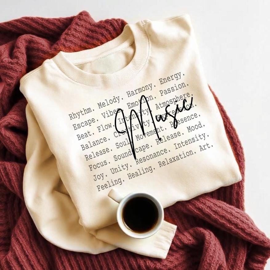Music Shirt, Music Lover Typography Tee, Aesthetic Music Text Shirt, Melody Rhythm Sound Design, Songs lover, Listner, Motivator, Motivation