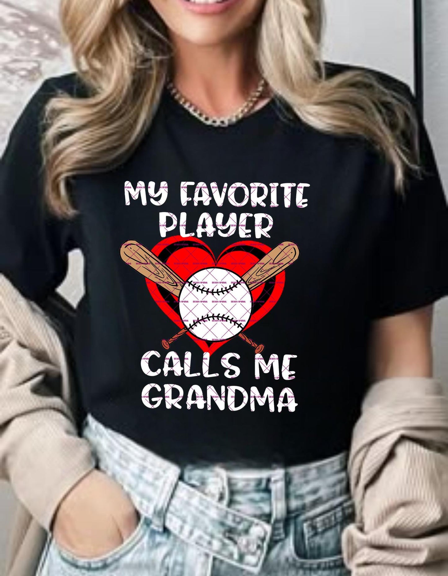 My Favorite Player Calls Me Grandma Baseball,Baseball Heart, Baseball Grandma Cute Game Day Sublimation Design Mothers Day Png Heart Mothers