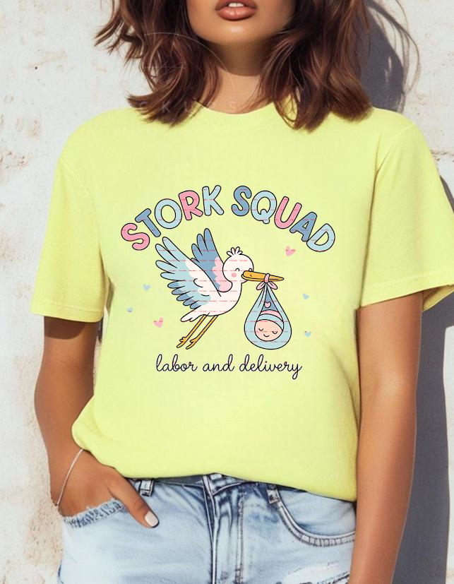 Cute Labor and Delivery Shirt Design,Stork Squad PNG, Nurse Midwife Squad PNG, Hospital Birth Team Clipart, Nurse Tee, Baby Shower Gift PNG