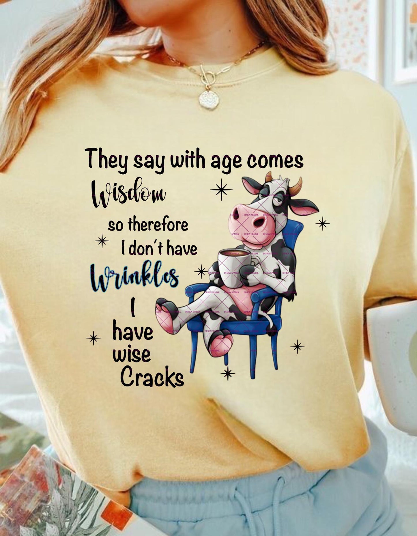 Cute Cow Wisdom Design, Kids PngFunny Cow PNG, Wise Cracks Cow Sublimation, Coffee Lover Cow Clipart, Sassy Farm Animal Digital Download