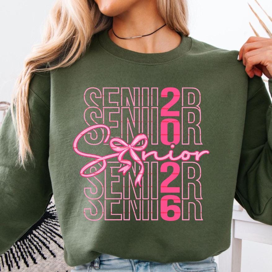 Senior 2026 Shirt Design, Class of 2026, Pink Senior Graduation PNG, High School Senior Girl Shirt, Senior Bow, Graduation 2026 Cricut File