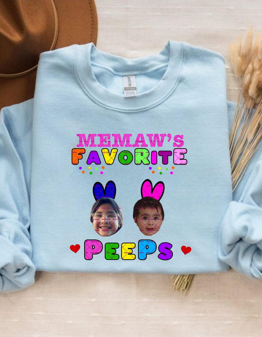 Memaw's Favorite Peeps PNG, Custom Easter Grandkid Shirt Design, Personalized Bunny Photo Sublimation, Easter Grandma Gift, Cute Easter Peep