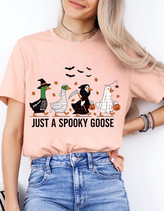 Funny Halloween Goose Shirt Png, Just a Spooky Goose T-Shirt design ideas, Cute Goose Halloween Costume, Fall Spooky Graphic Shirt, Png file