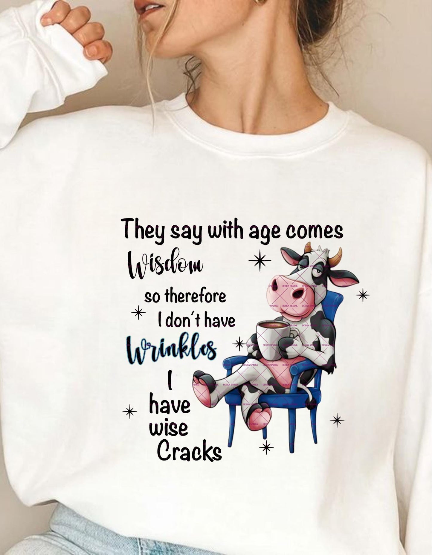 Cute Cow Wisdom Design, Kids PngFunny Cow PNG, Wise Cracks Cow Sublimation, Coffee Lover Cow Clipart, Sassy Farm Animal Digital Download