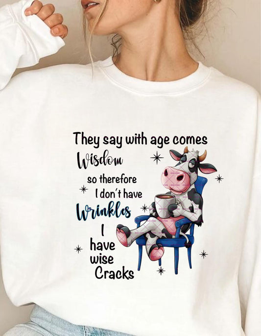 Cute Cow Wisdom Design, Kids PngFunny Cow PNG, Wise Cracks Cow Sublimation, Coffee Lover Cow Clipart, Sassy Farm Animal Digital Download