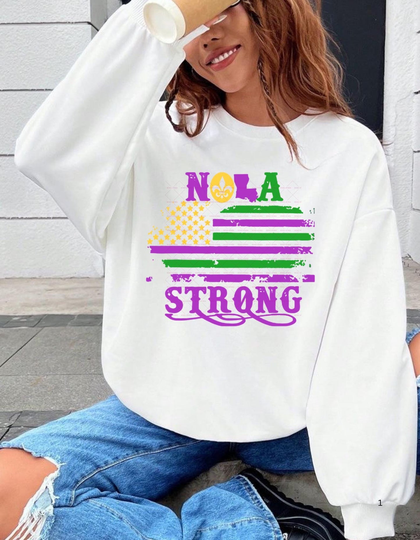NOLA Strong American Flag SVG, Mardi Gras and New Orleans Pride Digital Download ,Purple, Green, Gold Patriotic Design, Custom order request