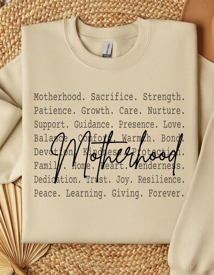 Motherhood Definition Shirt design, Loving Mother Text Design ideas, Family Sweatshirt, Cozy Heartfelt Mom Gift Apparel, Gif for mama mother