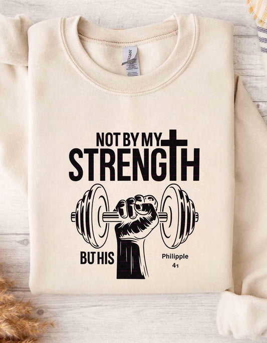 Christian Gym Shirt Not By My Strength But His Bible Verse Fitness Workout Faith T-Shirt Religious Weightlifting Exercise Tee, Gym Png file