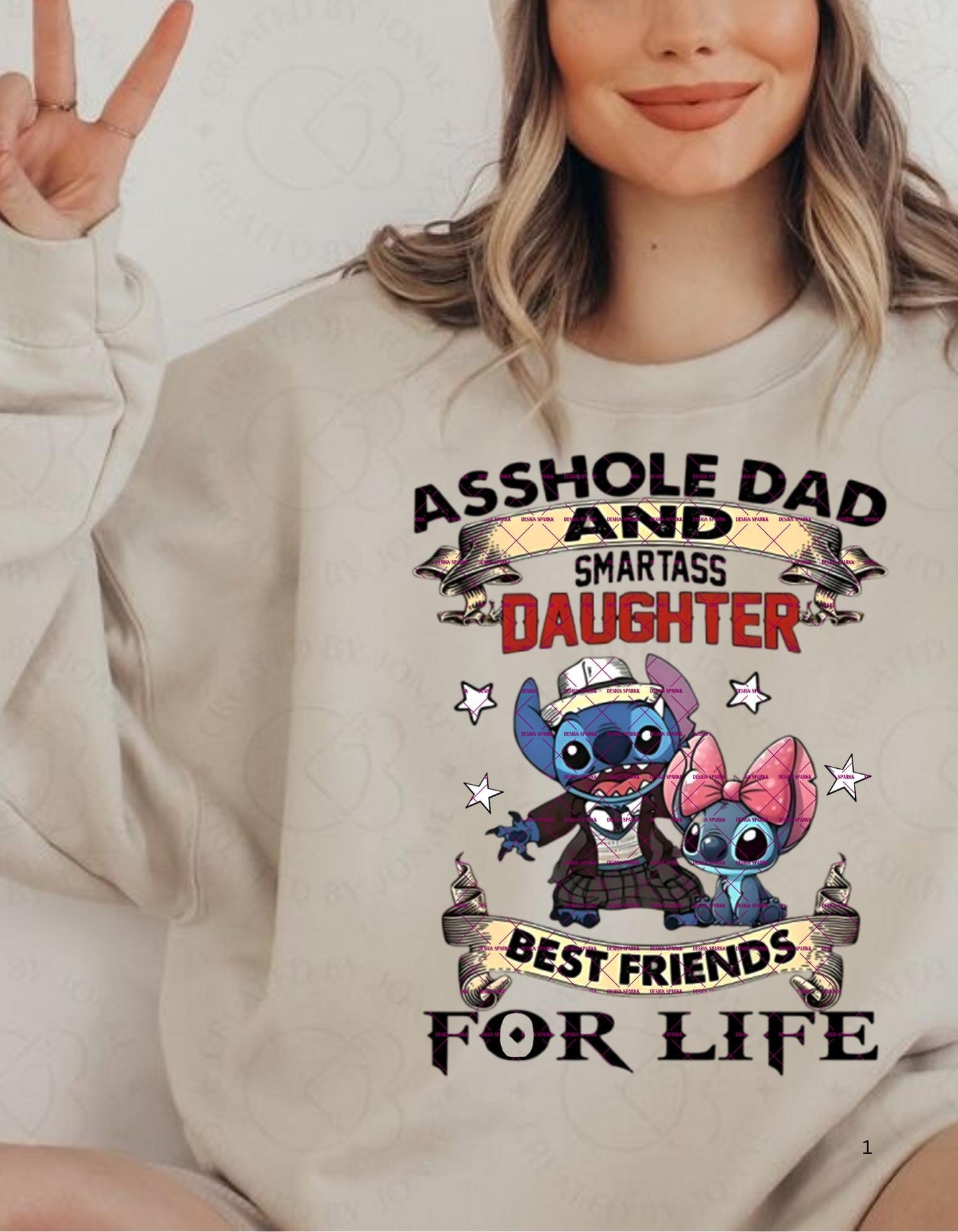 Daughter gift pngBestfriend for life Png file, Asshole Dad And Smartass Daughter Stitch PNG File, School kids design, Stitch Png, Dad gift