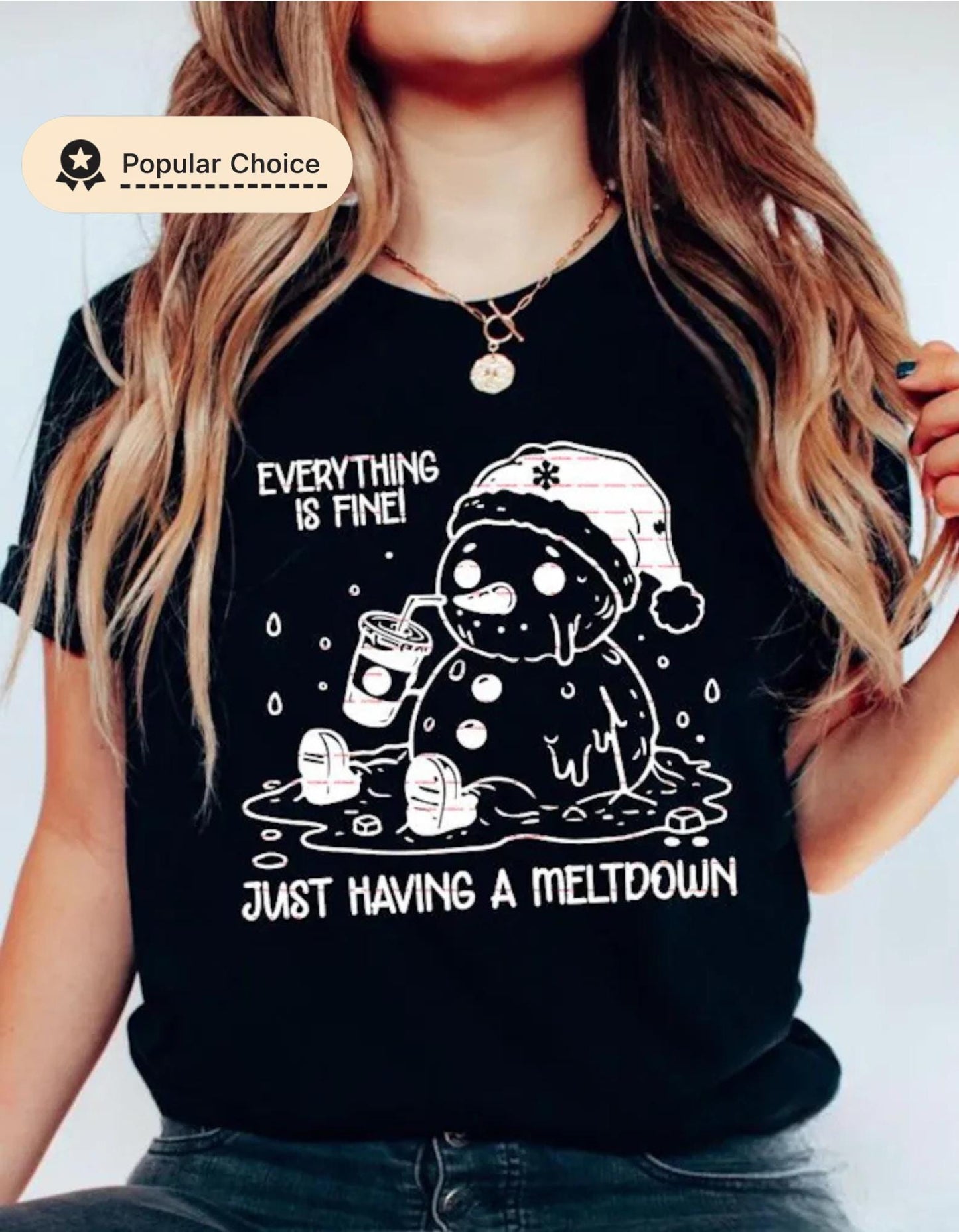 Funny Melting Snowman Christmas Shirt design, Everything Is Fine Just Having a Meltdown, Cute Holiday Anxiety Humor, Winter sweatshirt ideas