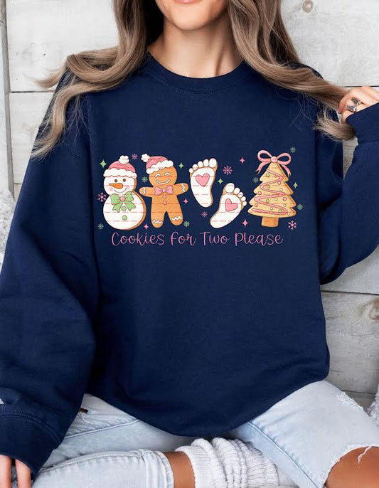 Cookies for Two Please Shirt design Png, Christmas Pregnancy Announcement Tee, Cute Holiday Gingerbread T-Shirt, Expecting Mom Xmas Reveal