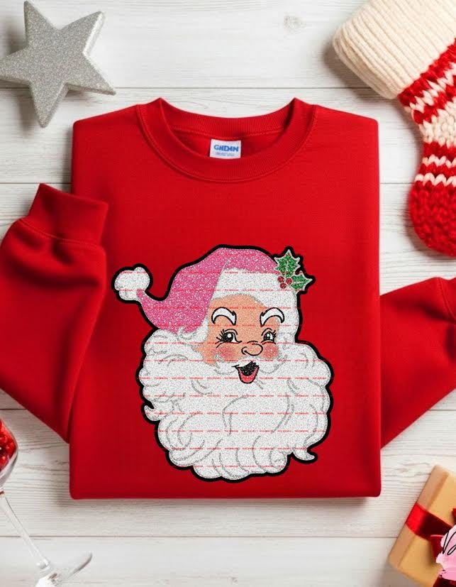 Retro Pink Santa Head Shirt, Glitter Christmas Santa Claus Tee, Cute Vintage Holiday Graphic, Xmas Party Outfit, Festive Women T-Shirt ideas