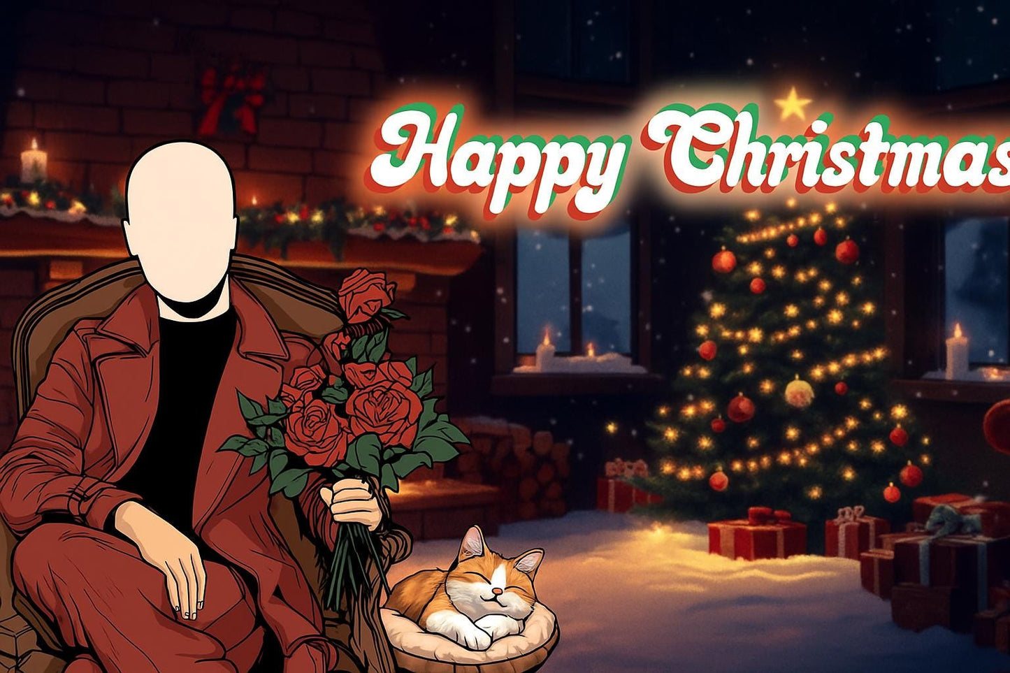 Personalized Christmas Portrait Gift for Her, Custom Digital Illustration, Couple or Family Christmas Art, Christmas Holiday Gift Card