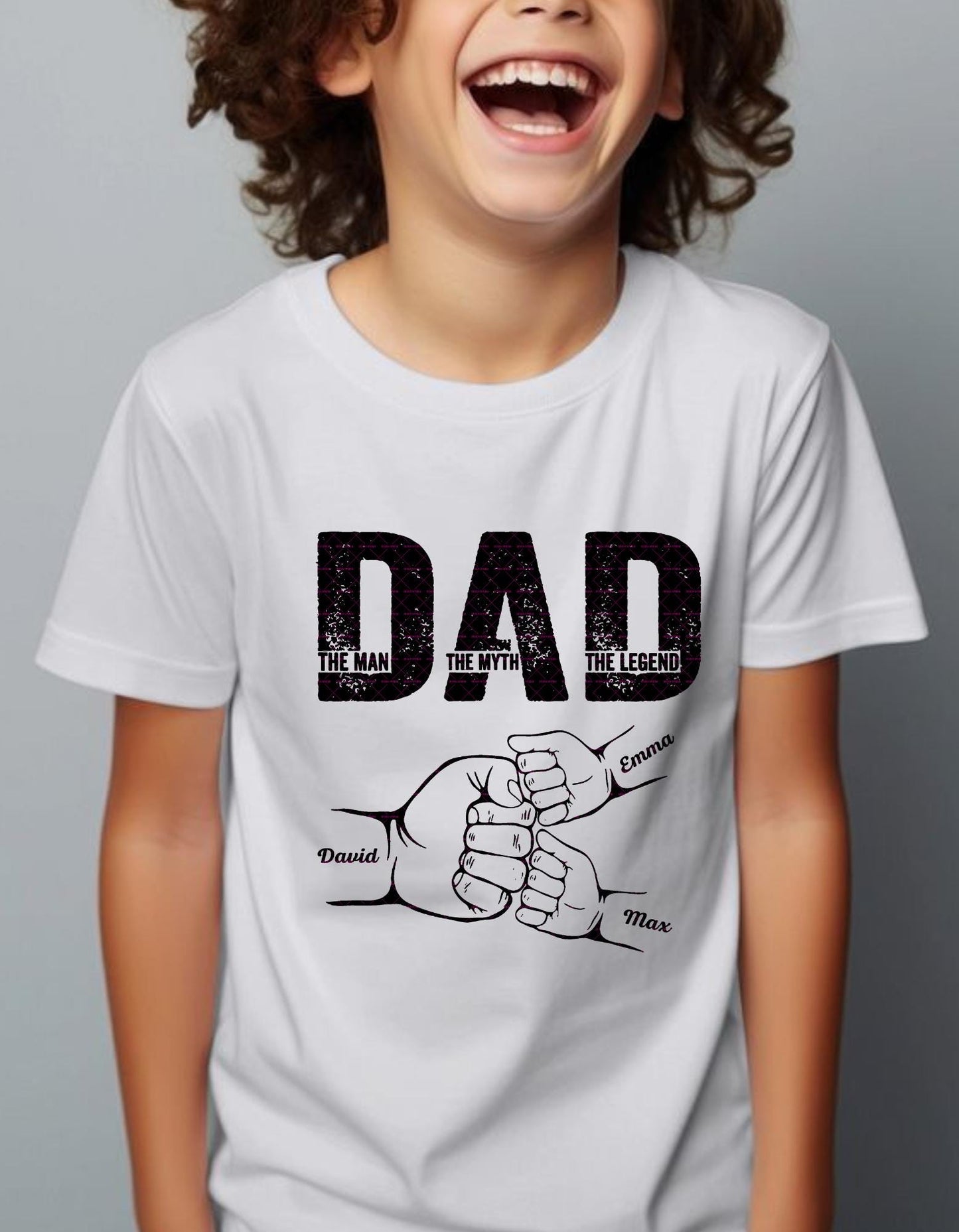 Dad The Man The Myth The Legend Png, Father's Day Fist Bump PNG, Personalized Kids Name Dad Shirt Design, Digital Download for Sublimation