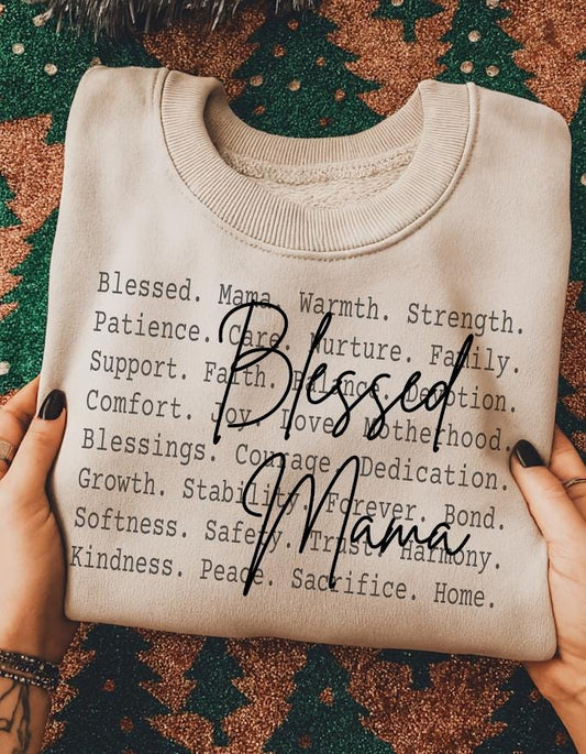 Blessed Mama Definition Shirt design, Loving Mama Text Design idea, Family Grandma Sweatshirt, Cozy Heartfelt Mama Gift Apparel Gif for mama