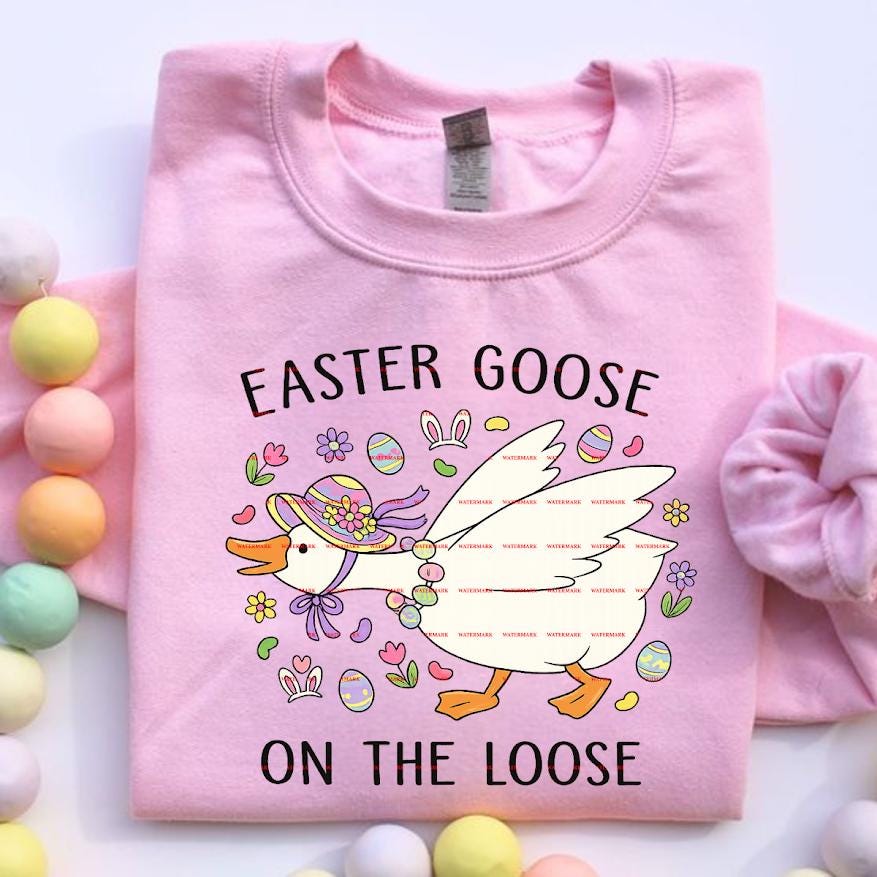 Cute Easter Bunny Hat, Easter Goose On The Loose Shirt Png file, Goose Spring Holiday Graphic, Easter