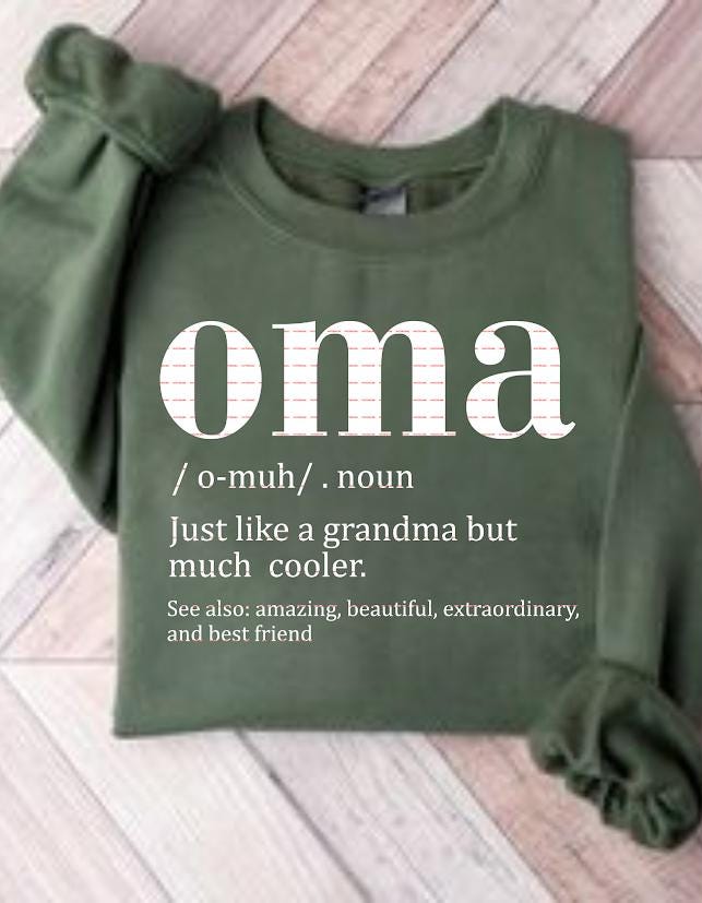 Oma Definition SVG, Just Like a Grandma But Cooler Shirt Design, Funny Oma Sweatshirt, Gift for Grandma, Oma Quote Typography Png, Mama gift