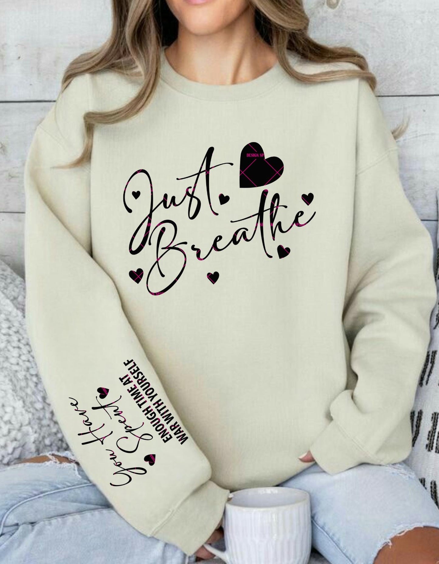 Just Breathe, Svg Png Files, Wellness Gift Yoga Meditation Relaxing Positivity Self-Care Gift Women, Girly designs
