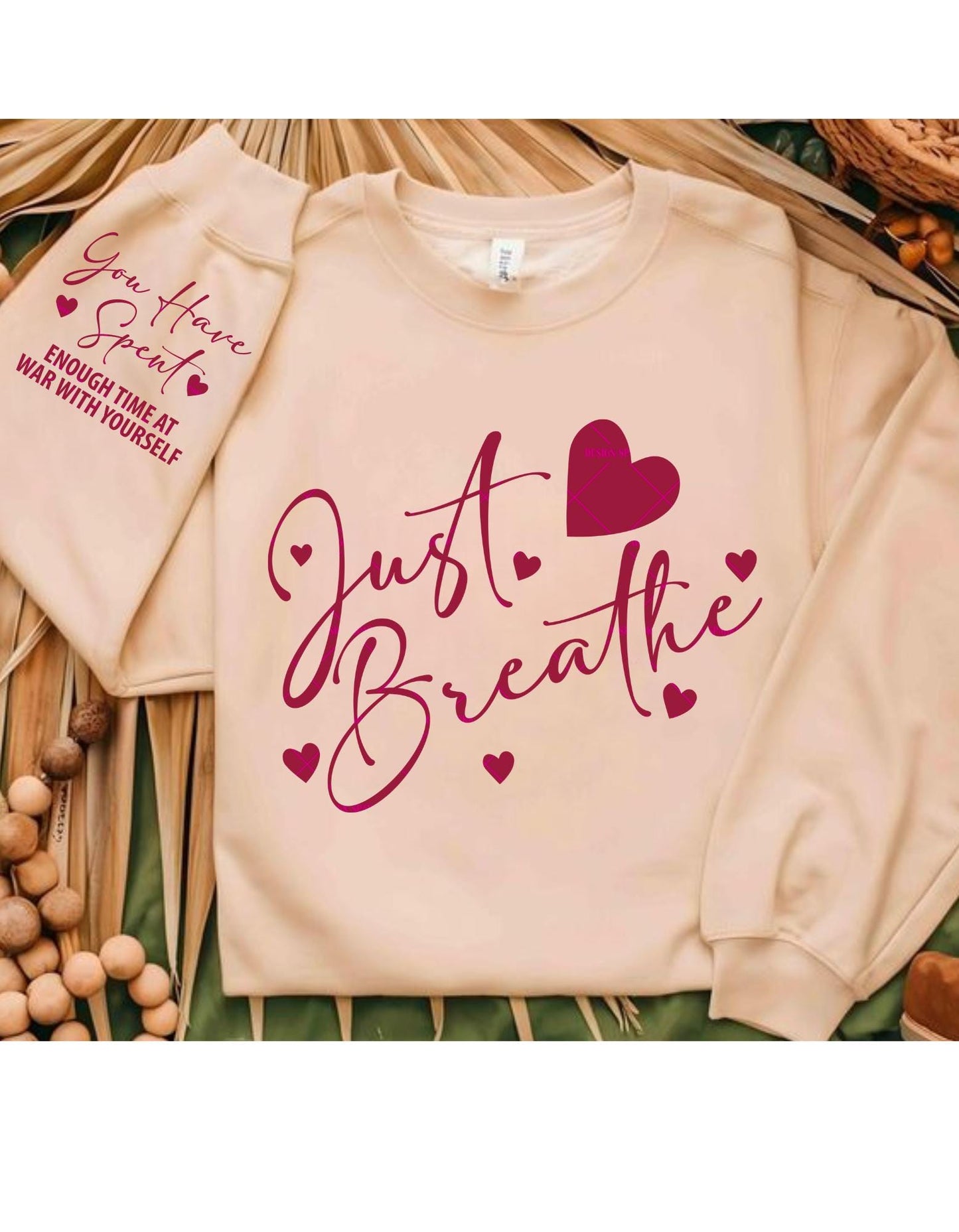 Just Breathe, Svg Png Files, Wellness Gift Yoga Meditation Relaxing Positivity Self-Care Gift Women, Girly designs